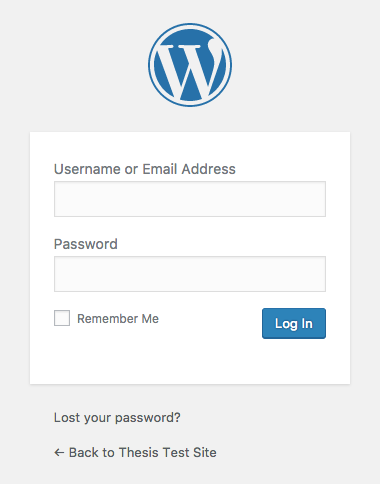standard WordPress login screen