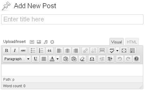 Adding a New Post - the Visual Editor Area