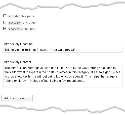 Sample Category SEO Thesis Interface Part II