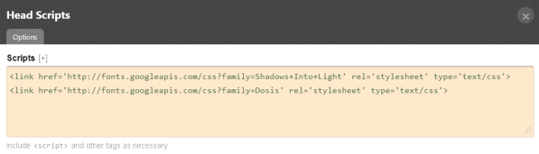 Adding Google Font Embed Code to Head Scripts in Thesis 2.0