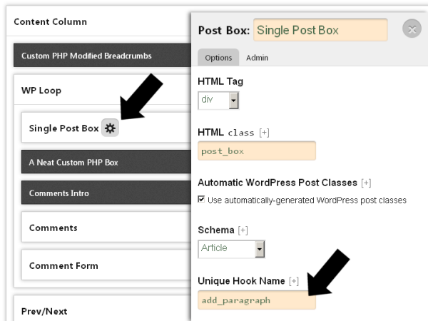 thesis hook menu after header