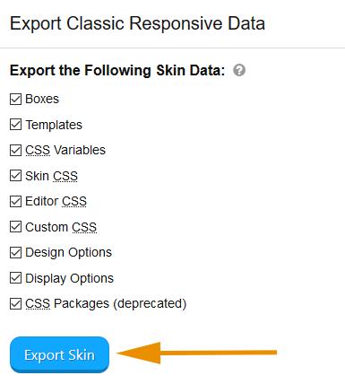 export Skin options
