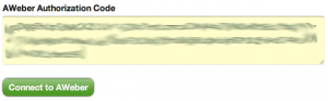 AWeber Email Signup Box paste authorization code