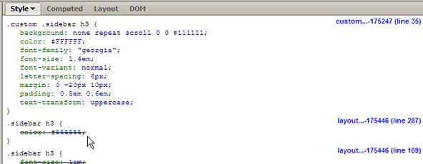 override CSS with Firebug
