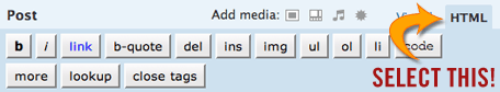 WordPress HTML editor