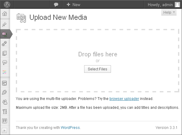 WordPress New Media Image Uploader