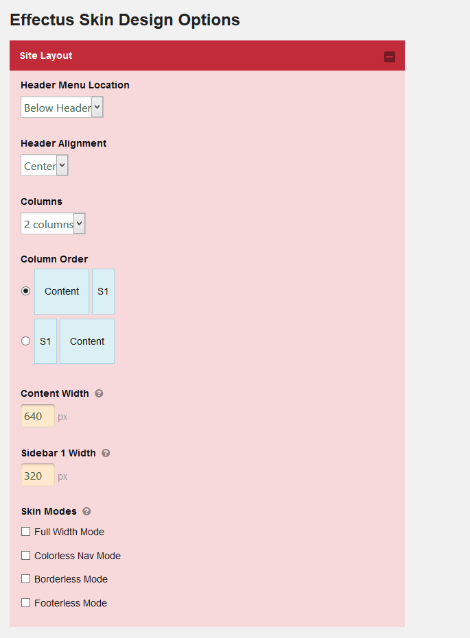 Effectus layout options