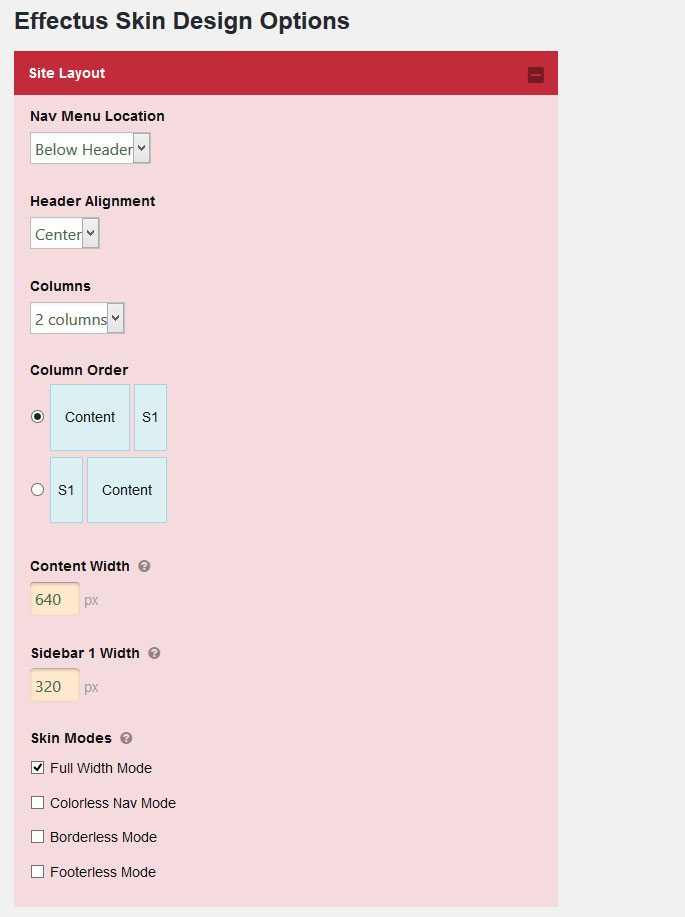 Effectus default layout options