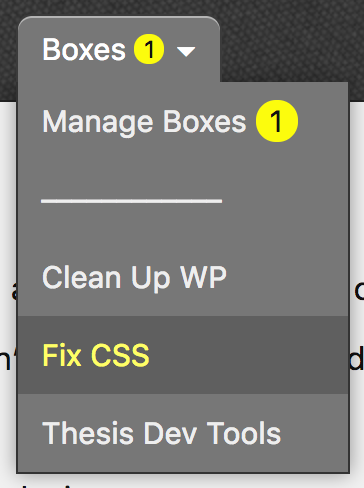 Thesis Fix CSS Box menu item