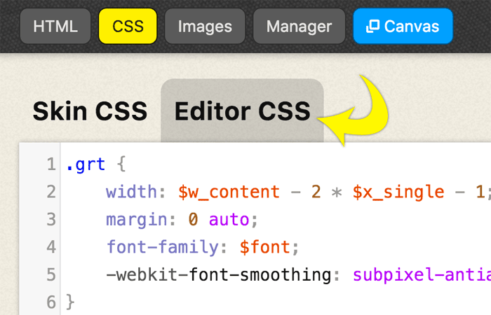 Thesis Editor CSS tab