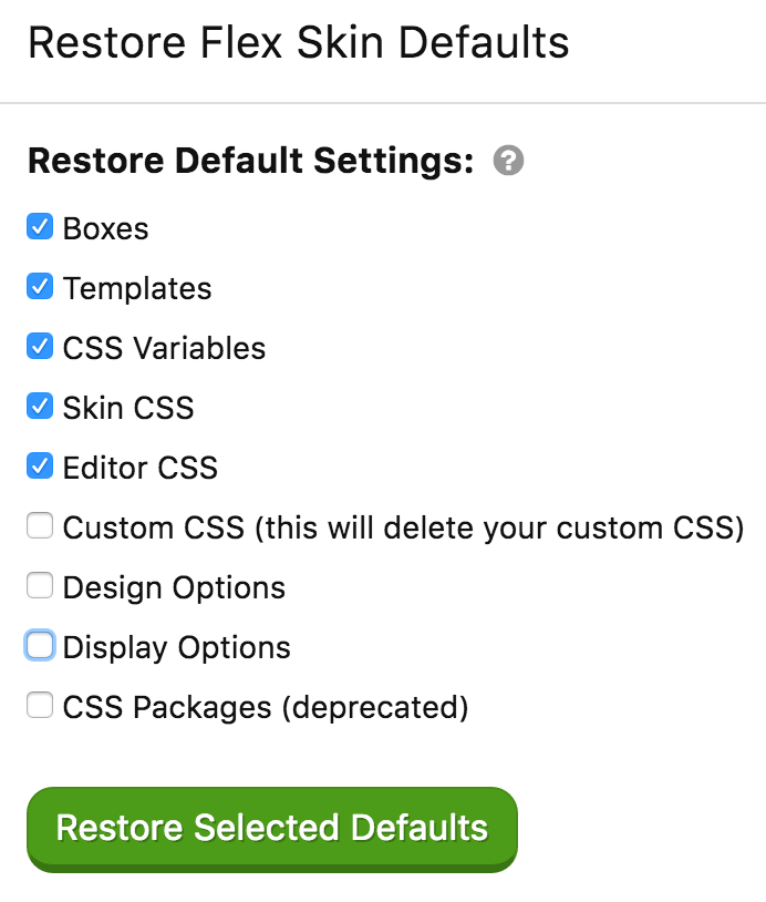 Flex Skin 1.1 options reset