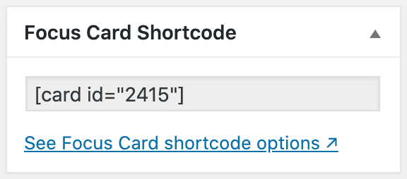 Focus Card shortcode