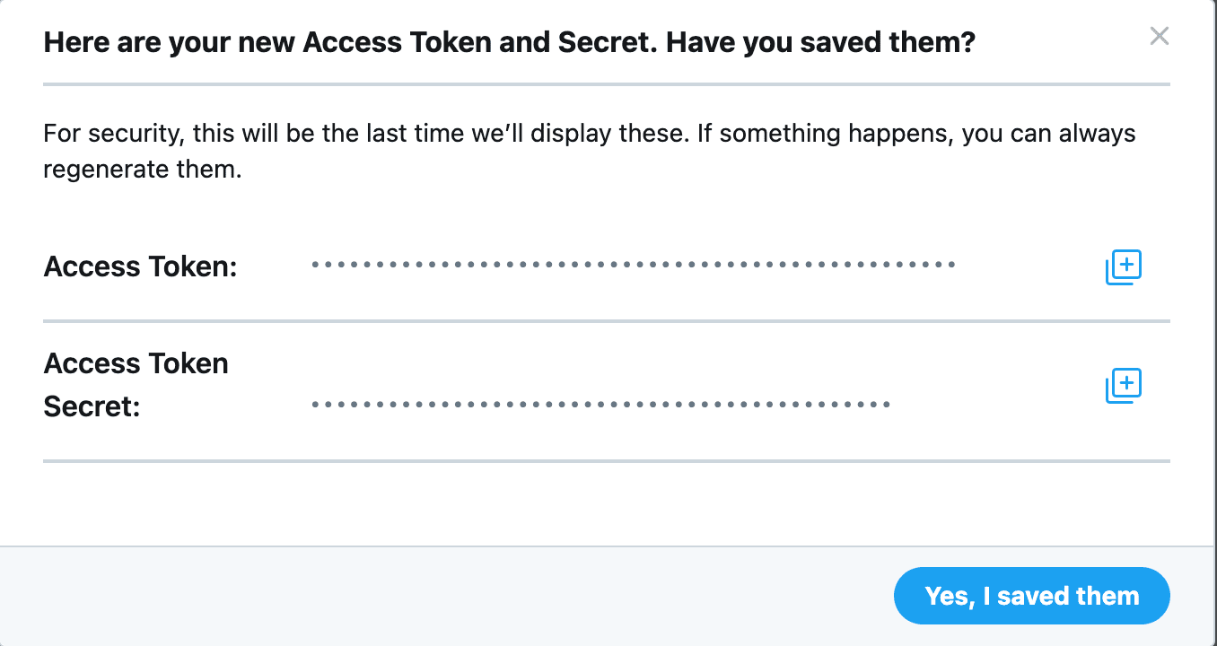 Twitter API: Access Token and Secret