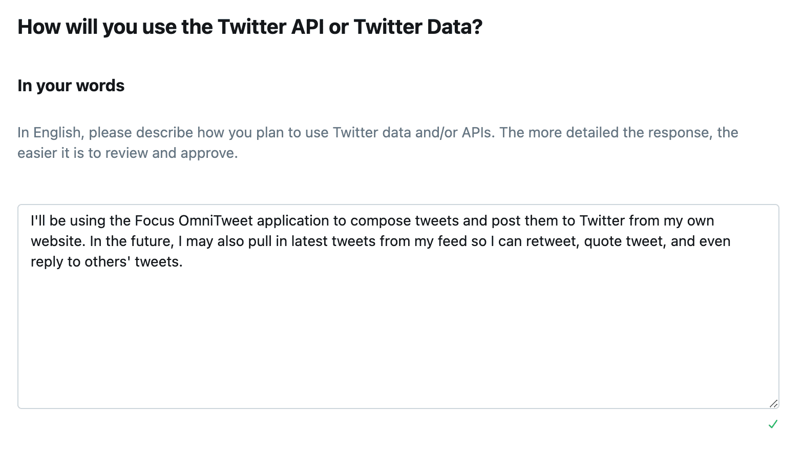 Twitter API: Intended Use
