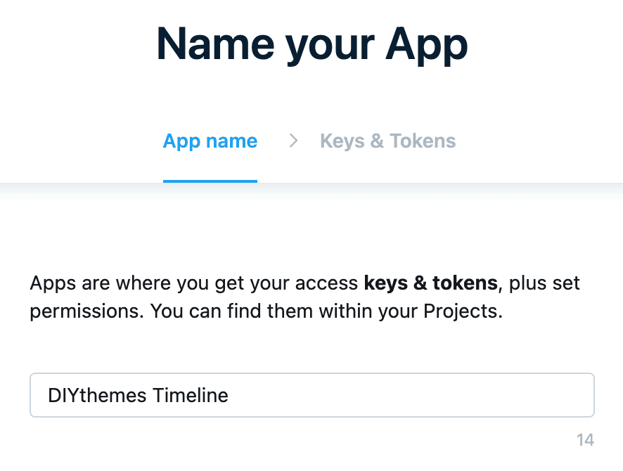 Twitter API: Name your app