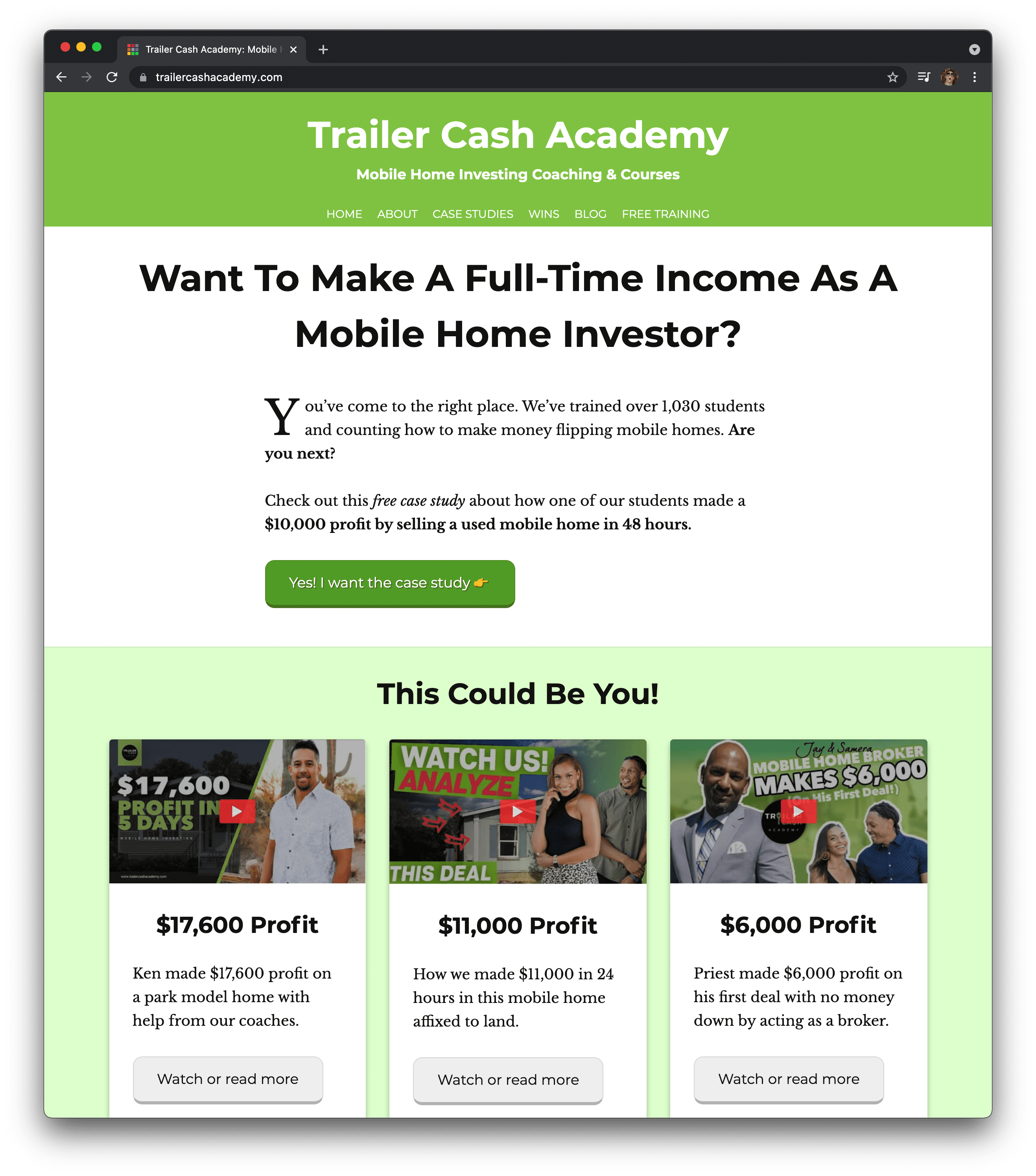 Trailer Cash Academy runs on the Focus WordPress Theme