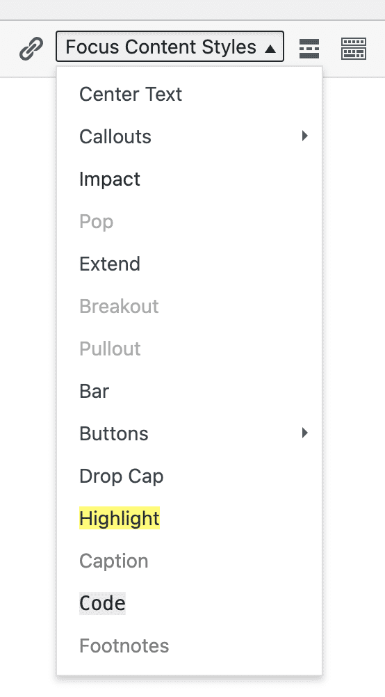 Focus Content Styles