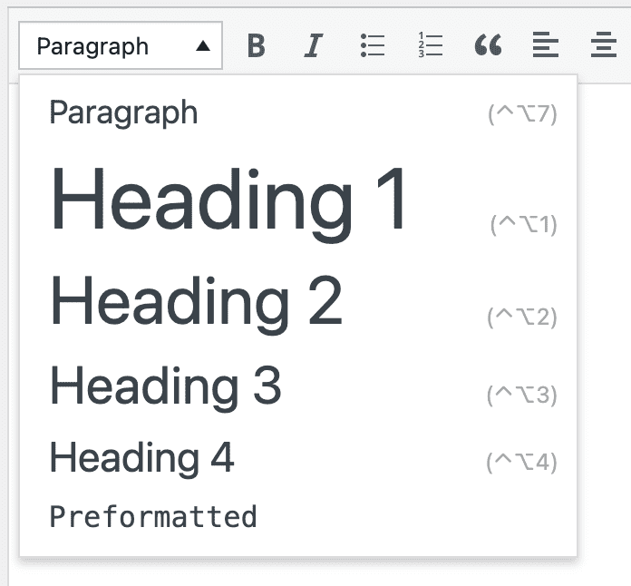 WordPress Editor Formats